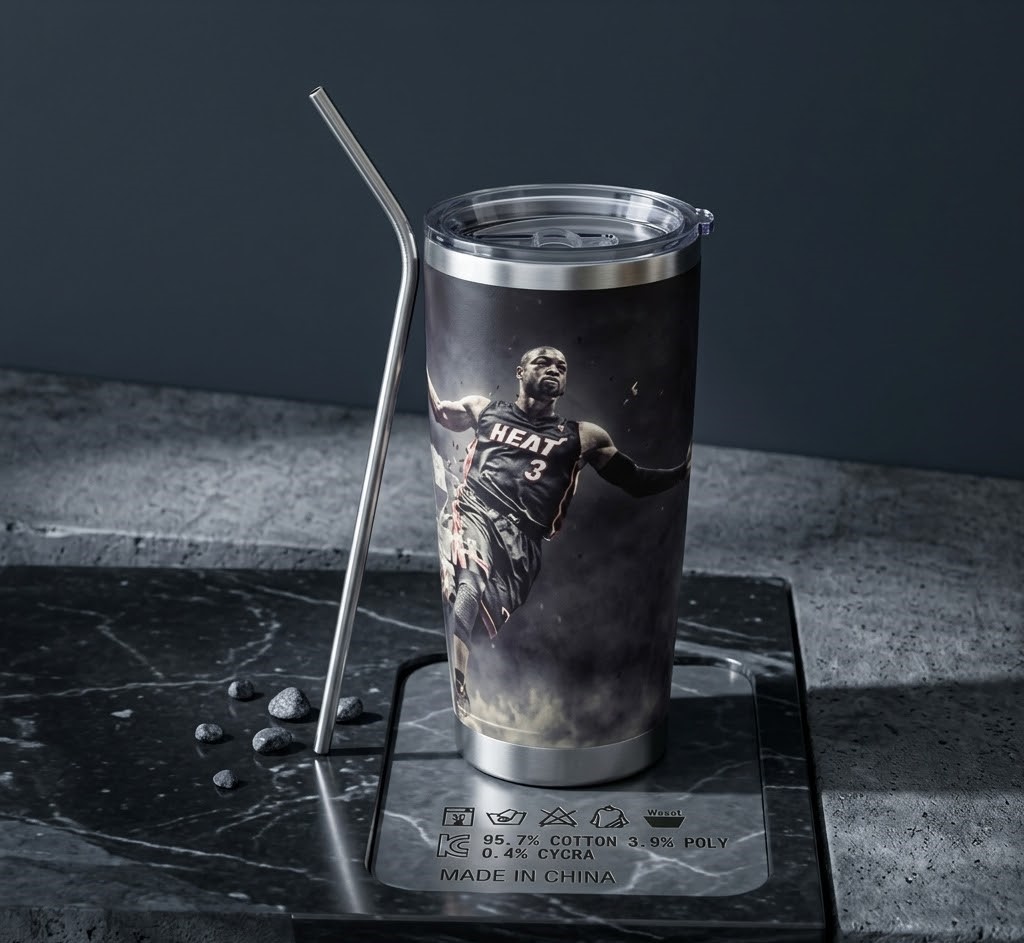 20 oz. Car Mug with Single Silver Rim — Includes Stainless Steel Straw (US NY Warehouse #3)