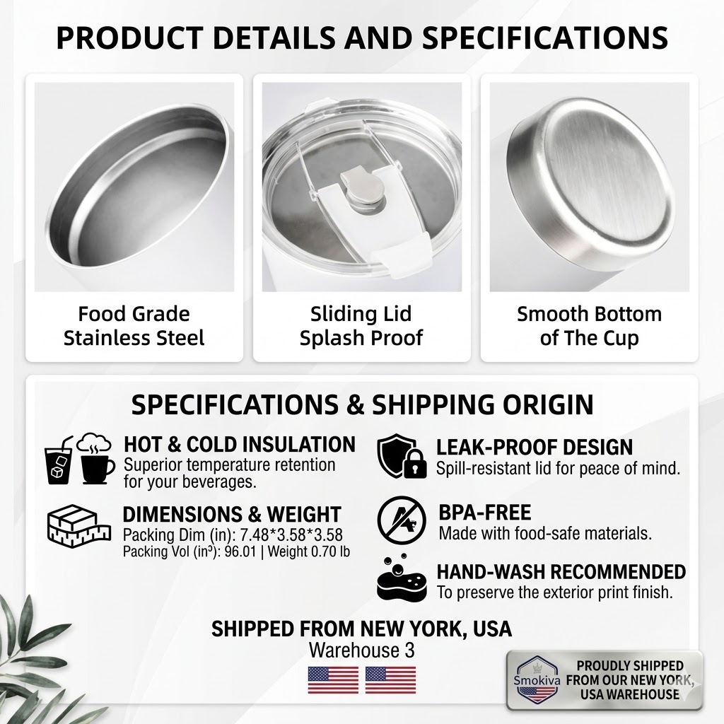 20 oz. Car Mug with Single Silver Rim — Includes Stainless Steel Straw (US NY Warehouse #3) - Image 5